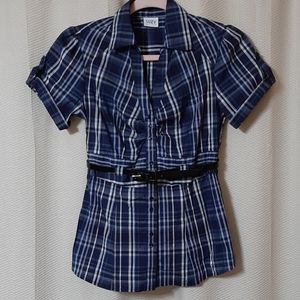 Blue Combo plaid blouse